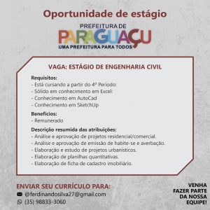 Estágio – Curso de Engenharia de Materiais (Janaúba)